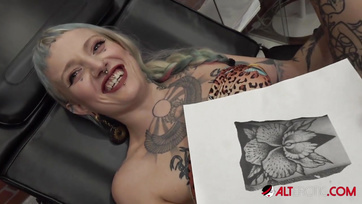 Sew-on teen sucks cock after pussy tattoo Thumb