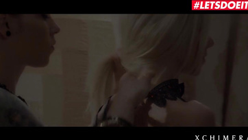 The beautiful blonde babe from Budapest enjoys the thick phallus in her small pussy Thumb