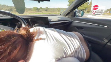 We stopped the car so I could suck his erect penis with my naughty wife Thumb